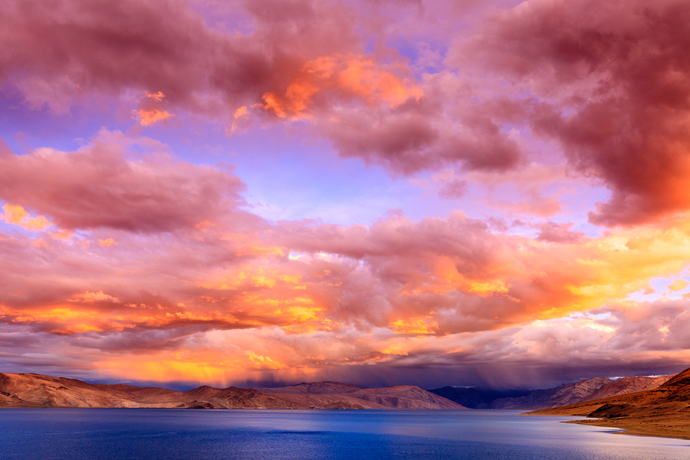 sunset view of Pangong lake