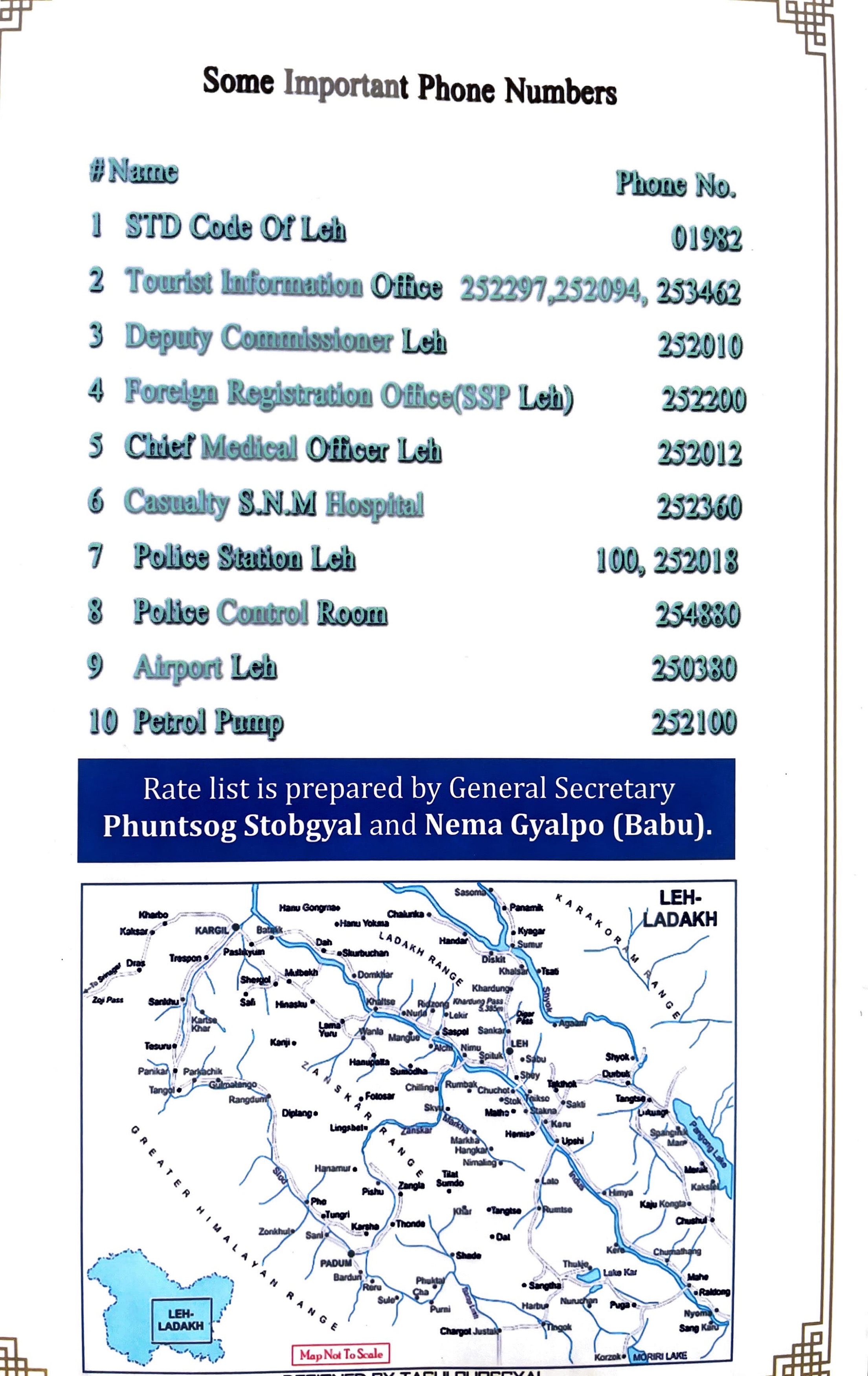 taxi rate list